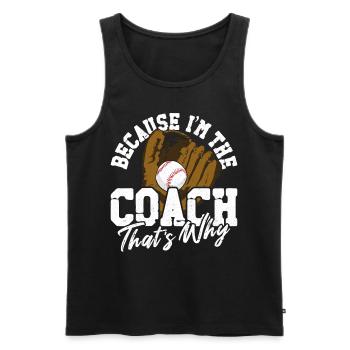 Baseball Fan Coach Vintage Because - Männer Premium Bio Tank Top - Schwarz - Vorne - Michal (187cm)