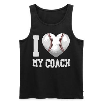 Baseball Fan Heart I Love My Coach - Men's Premium Organic Tank Top - black - Front - Michal (187cm)