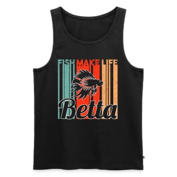 Kampffisch Aquarist Retro Zierfisch Betta Aquarium - Männer Premium Bio Tank Top - Schwarz - Vorne - AI Model Male 178 light (178cm)
