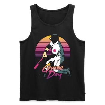 Baseball Fan Vintage Retro Batter - Männer Premium Bio Tank Top - Schwarz - Vorne - Michal (187cm)