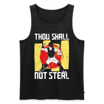Baseball Fan Catcher Bible Quote - Men's Premium Organic Tank Top - black - Front - AI Model Male 178 light (178cm)