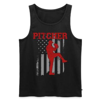 Baseball Fan Pitcher Vintage - Men's Premium Organic Tank Top - black - Front - AI Model Male 178 light (178cm)