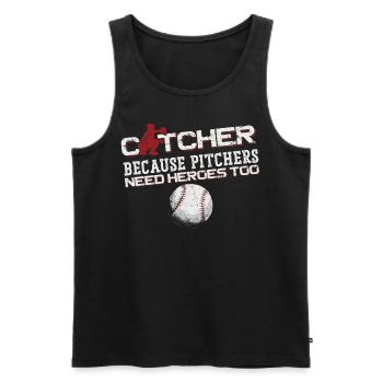 Baseball Fan Catcher Vintage - Men's Premium Organic Tank Top - black - Front - AI Model Male 178 light (178cm)