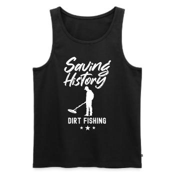 Save History Dirt Fishing Metal Detecting - Men's Premium Organic Tank Top - black - Front - AI Model Male 178 light (178cm)