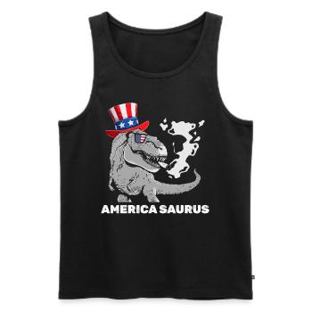 America Saurus Party Dinosaur Patriotic 4th Of - Männer Premium Bio Tank Top - Schwarz - Vorne - AI Model Male 178 light (178cm)
