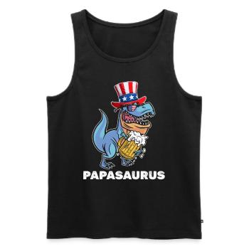 Patriotic Day Papa Dinosaur 4th Of July Dino - Männer Premium Bio Tank Top - Schwarz - Vorne - AI Model Male 178 light (178cm)