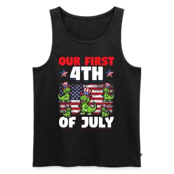 Patriotic Dino Notre Premier 4 Juillet Patriotique - Débardeur bio Premium Homme - noir - Devant - Michal (187cm)