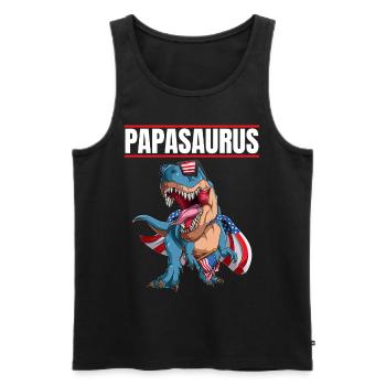 Papasaurus Patriotic Dinosaur Papa avec drapeau Cape - Débardeur bio Premium Homme - noir - Devant - Michal (187cm)