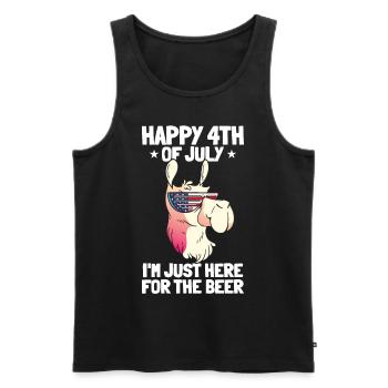 Patriotic Llama Happy 4th of July I'm Just Here - Men's Premium Organic Tank Top - black - Front - Michal (187cm)