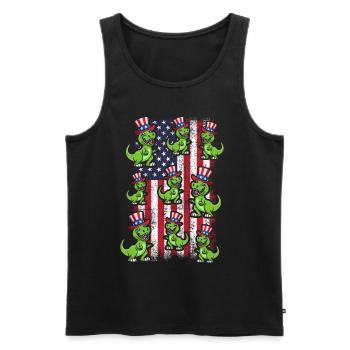 Patriotic Dino US Flag 4th Of July Party Dinosaur - Männer Premium Bio Tank Top - Schwarz - Vorne - Michal (187cm)