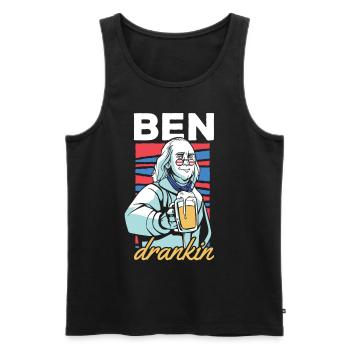 Ben Drankin Drôle Benjamin Citation Bière 4 Juillet - Débardeur bio Premium Homme - noir - Devant - Michal (187cm)