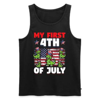 Patriotic Dino Mon premier 4 juillet Patriotique - Débardeur bio Premium Homme - noir - Devant - Michal (187cm)