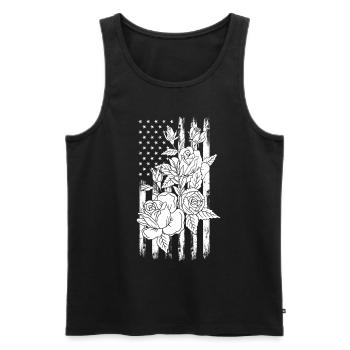 4 juillet Fleur de fête Drapeau américain Journée patriotique 4 - Débardeur bio Premium Homme - noir - Devant - Michal (187cm)
