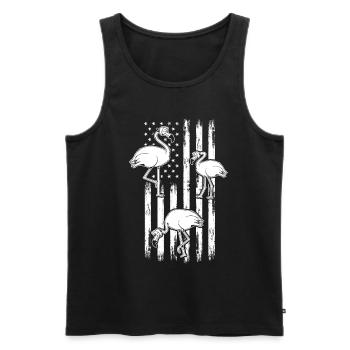 Flamingo Patriotic US Flag 4th Of July Flamingo - Männer Premium Bio Tank Top - Schwarz - Vorne - AI Model Male 178 light (178cm)