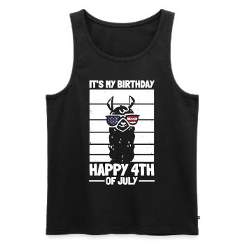 Patriotic Party Llama It's My Birthday Happy 4th - Men's Premium Organic Tank Top - black - Front - Michal (187cm)