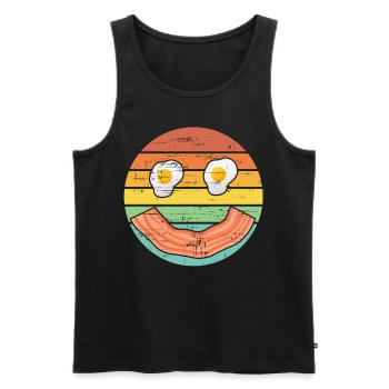 Vintage Bacon Smile With Eggs - Men's Premium Organic Tank Top - black - Front - Michal (187cm)