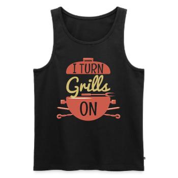 I Turn Grills On Grilling Pun BBQ - Men's Premium Organic Tank Top - black - Front - Michal (187cm)