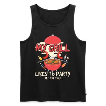 My Grill Likes To Party Barbecue - Men's Premium Organic Tank Top - black - Front - Michal (187cm)