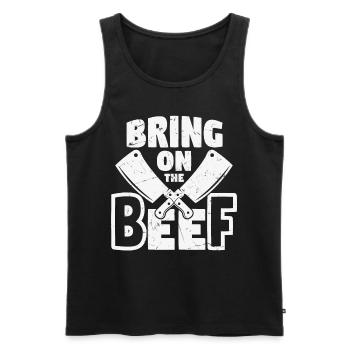 Bring On The Beef Butcher Knives - Men's Premium Organic Tank Top - black - Front - Michal (187cm)