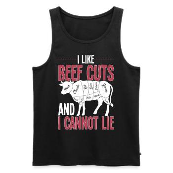 Beef Cuts And I Cannot Lie Meat Lover - Men's Premium Organic Tank Top - black - Front - Michal (187cm)