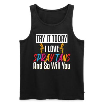Love Spray Tans Airbrush Today - Men's Premium Organic Tank Top - charcoal grey - Front - Alexander (188cm)