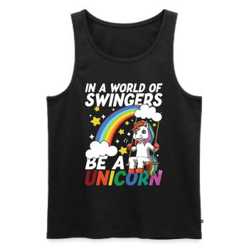 In A World Of Swingers Be A Unicorn für Einhorn - Männer Premium Bio Tank Top - Schwarz - Vorne - AI Model Male 178 light (178cm)