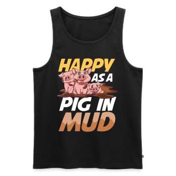 Happy As A Pig In Mud - Männer Premium Bio Tank Top - Schwarz - Vorne - Michal (187cm)