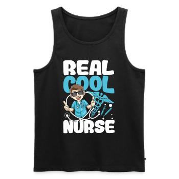 Real Cool Nurse für eine Pflegefachkraft - Männer Premium Bio Tank Top - Schwarz - Vorne - AI Model Male 178 light (178cm)