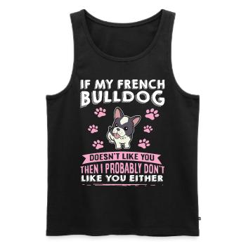 Chiens Français Bulldog Amateurs de chiens - Débardeur bio Premium Homme - noir - Devant - AI Model Male 178 light (178cm)