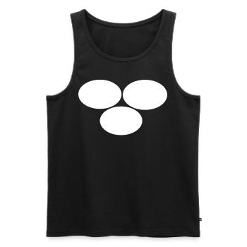 Trois points blancs - Débardeur bio Premium Homme - noir - Devant - AI Model Male 178 light (178cm)
