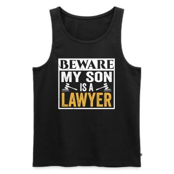 Attention Mon fils est avocat avocat - Débardeur bio Premium Homme - noir - Devant - AI Model Male 178 light (178cm)