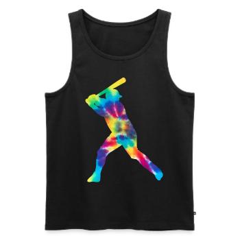 Baseball Fan Tie Dye Batter - Men's Premium Organic Tank Top - black - Front - AI Model Male 178 light (178cm)