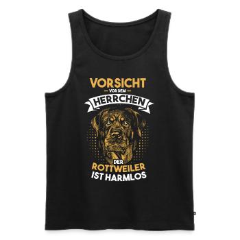 Vorsicht Vor Herrchen Der Rottweiler Ist Harmlos - Männer Premium Bio Tank Top - Schwarz - Vorne - AI Model Male 178 light (178cm)