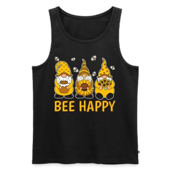 Bee Happy - Männer Premium Bio Tank Top - Schwarz - Vorne - AI Model Male 178 light (178cm)