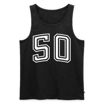 Numéro 50 Blanc - Débardeur bio Premium Homme - noir - Devant - AI Model Male 178 light (178cm)