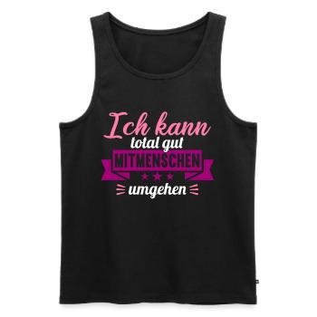 Ich kann total gut Mitmenschen umgehen - Männer Premium Bio Tank Top - Schwarz - Vorne - AI Model Male 178 light (178cm)