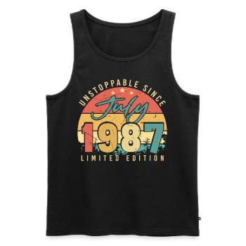 Baujahr 1987 Im Juli - Männer Premium Bio Tank Top - Schwarz - Vorne - Michal (187cm)