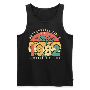 July 1982 40th birthday - Men's Premium Organic Tank Top - black - Front - AI Model Male 178 light (178cm)