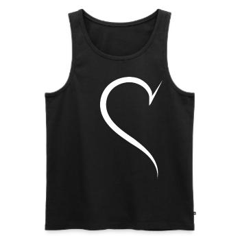 Simple Half Heart White - Men's Premium Organic Tank Top - black - Front - AI Model Male 178 light (178cm)