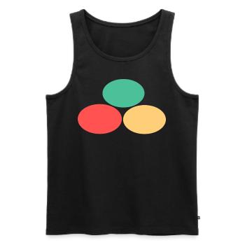 Trois points- Vert- Rouge- Jaune - Débardeur bio Premium Homme - noir - Devant - AI Model Male 178 light (178cm)