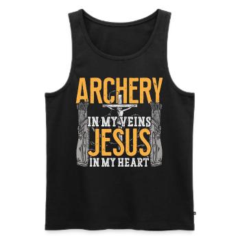 Archer Archer Archer Jésus Foi - Débardeur bio Premium Homme - noir - Devant - Michal (187cm)