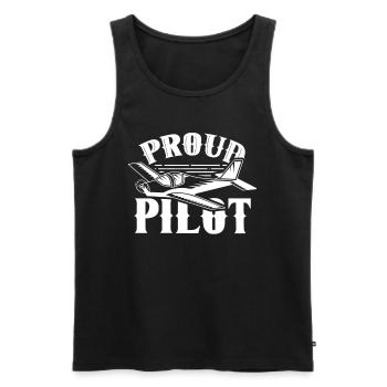 Proud Pilot Small Aircraft Jet Light Aircraft - Men's Premium Organic Tank Top - black - Front - AI Model Male 178 light (178cm)