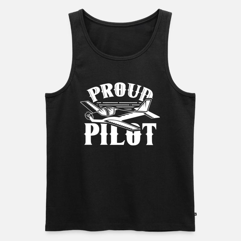 Stolzer Pilot Kleinflugzeug Jet Leichtflugzeug - Männer Premium Bio Tank Top - Schwarz