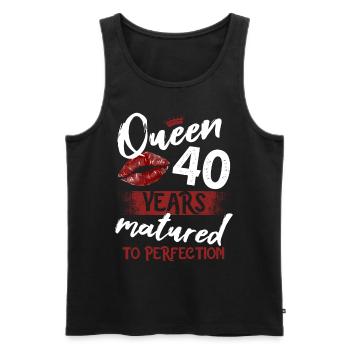 Fille de 40 ans 40 bday Queen 40 anniversaire - Débardeur bio Premium Homme - noir - Devant - AI Model Male 178 light (178cm)