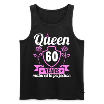 Fille de 60 ans 60 bday Queen 60 anniversaire - Débardeur bio Premium Homme - noir - Devant - AI Model Male 178 light (178cm)