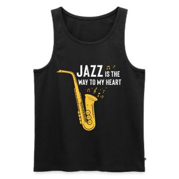 Jazz Tshirt - Männer Premium Bio Tank Top - Schwarz - Vorne - AI Model Male 178 light (178cm)