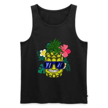 Ananas Hawaii Cadeau Fruits Fruits Ananas Fruit - Débardeur bio Premium Homme - noir - Devant - AI Model Male 178 light (178cm)