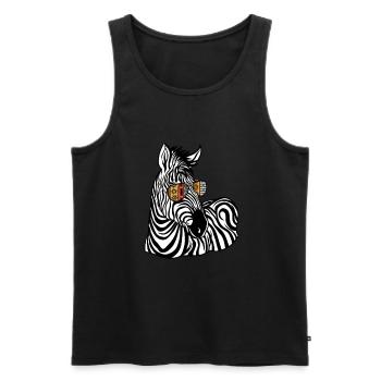 Zebra Gift Black and White Safari Savannah Steppe - Men's Premium Organic Tank Top - black - Front - Michal (187cm)