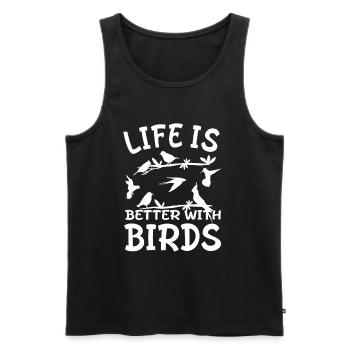 Ornithologue - La vie est meilleure avec les oiseaux - Débardeur bio Premium Homme - noir - Devant - Michal (187cm)