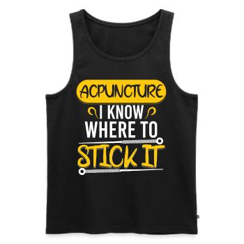 Acupuncture Know To Stick - Men's Premium Organic Tank Top - black - Front - AI Model Male 178 light (178cm)